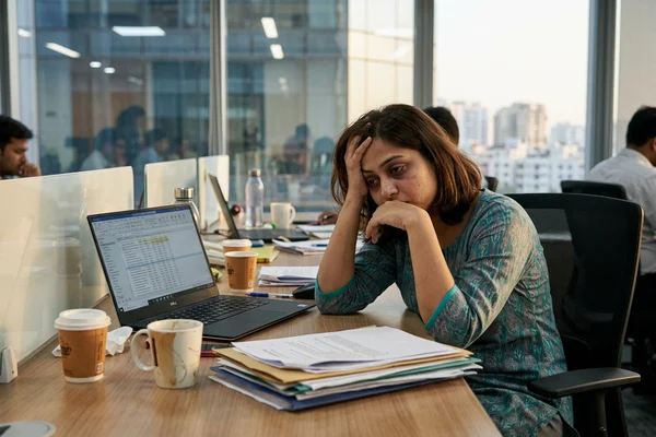 Indian person experiencing chronic fatigue at home