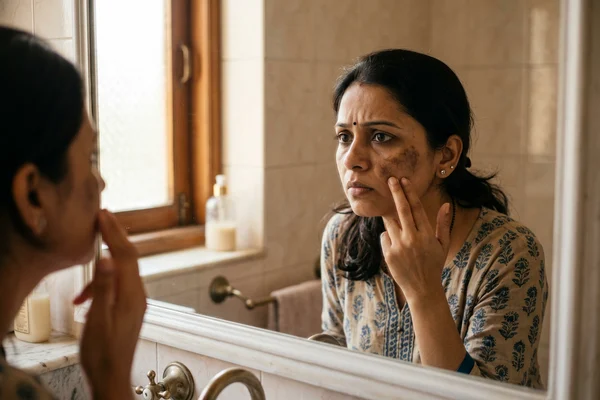 Indian woman concerned about skin pigmentation