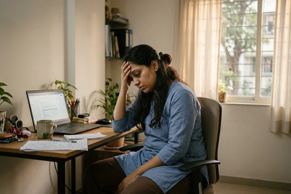 Indian person experiencing fatigue from vitamin deficiency